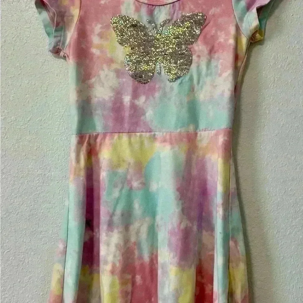 Jenna And Jessie USA Girls Butterfly One Piece Tye Dye Dress Size 4-5